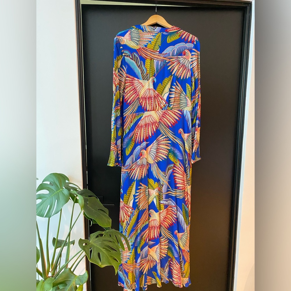 FARM Rio Blue Tropical Maxi Dress with Multicolor Leaf Print - Picture 3 of 6
